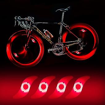 4 X Led Bike Wheel Light, Waterproof Led Bike Wheel Light With 3 Flashing Modes Led Bike Wheel Lamp For Adult And Child Bike - Red
