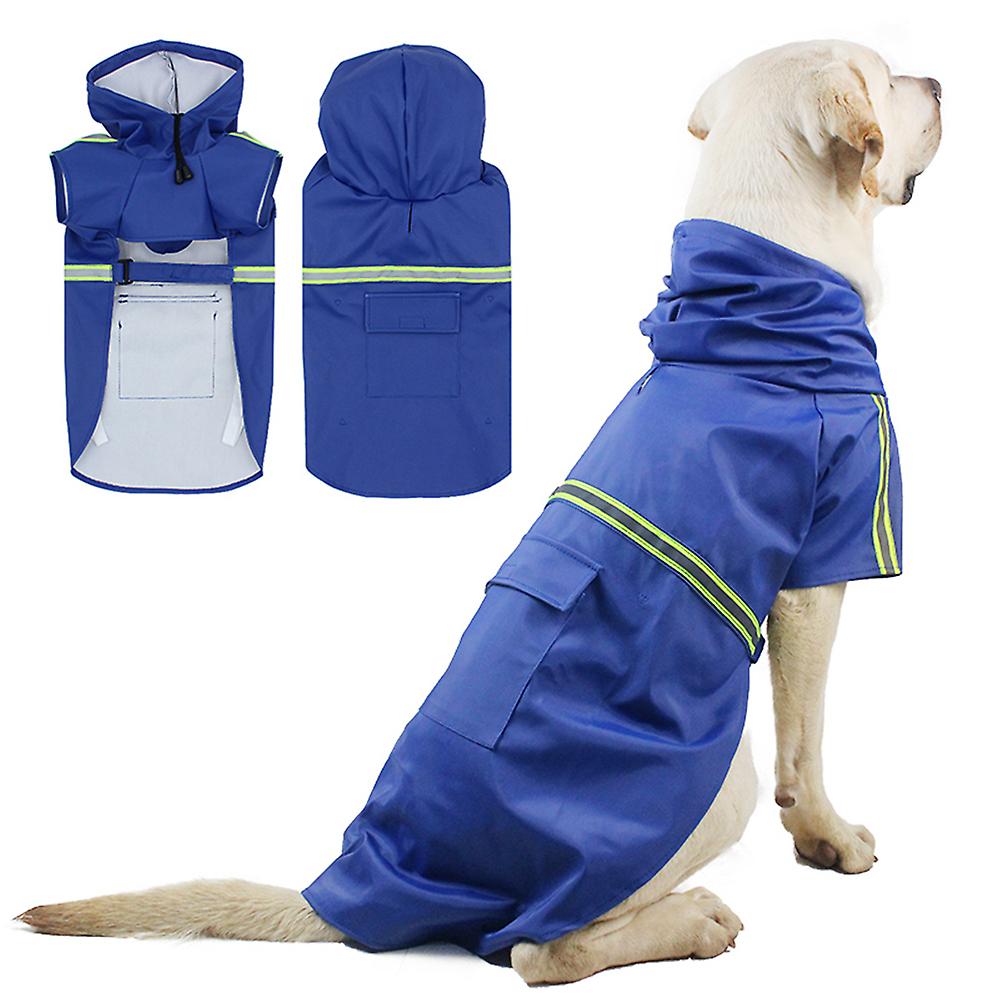 Dog Raincoat With Hood Pocket Reflective Adjustable Waterproof Slicker