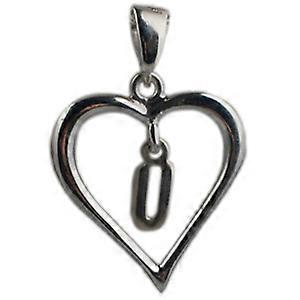 Silver heart Pendant with a hanging Initial U