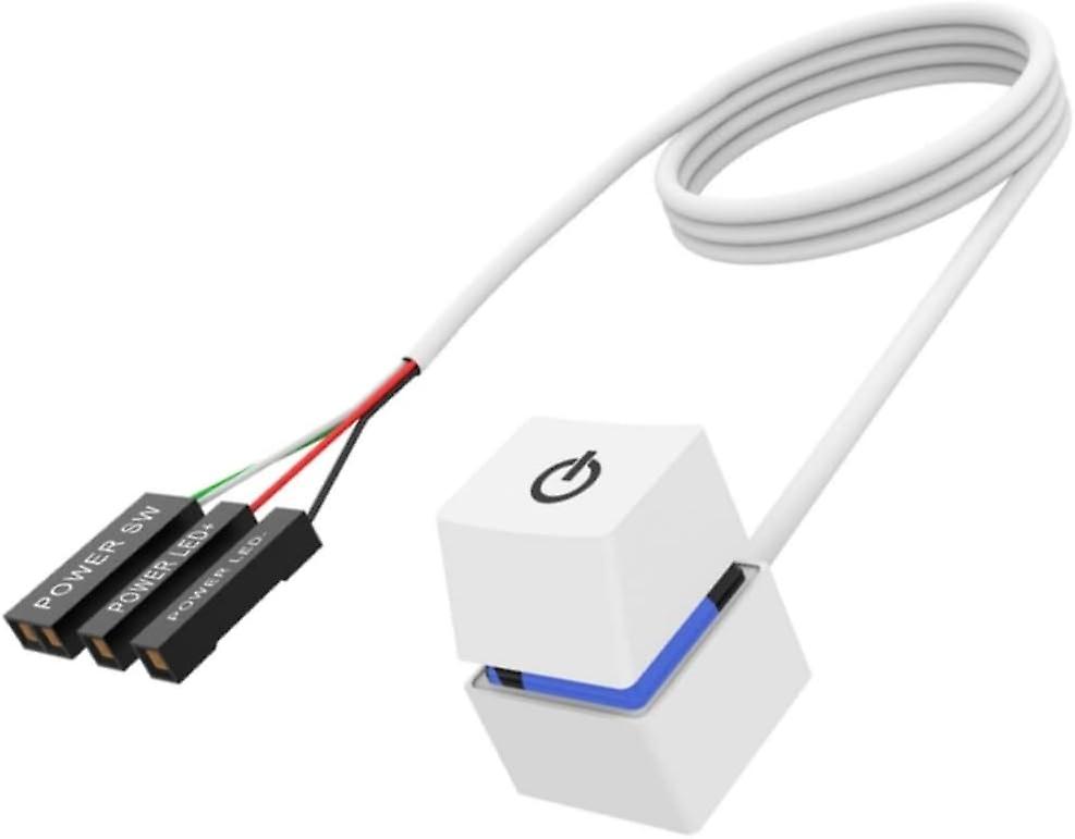 Desktop Computer Power Switch Button With Extension Cable (white, Gradient Light)