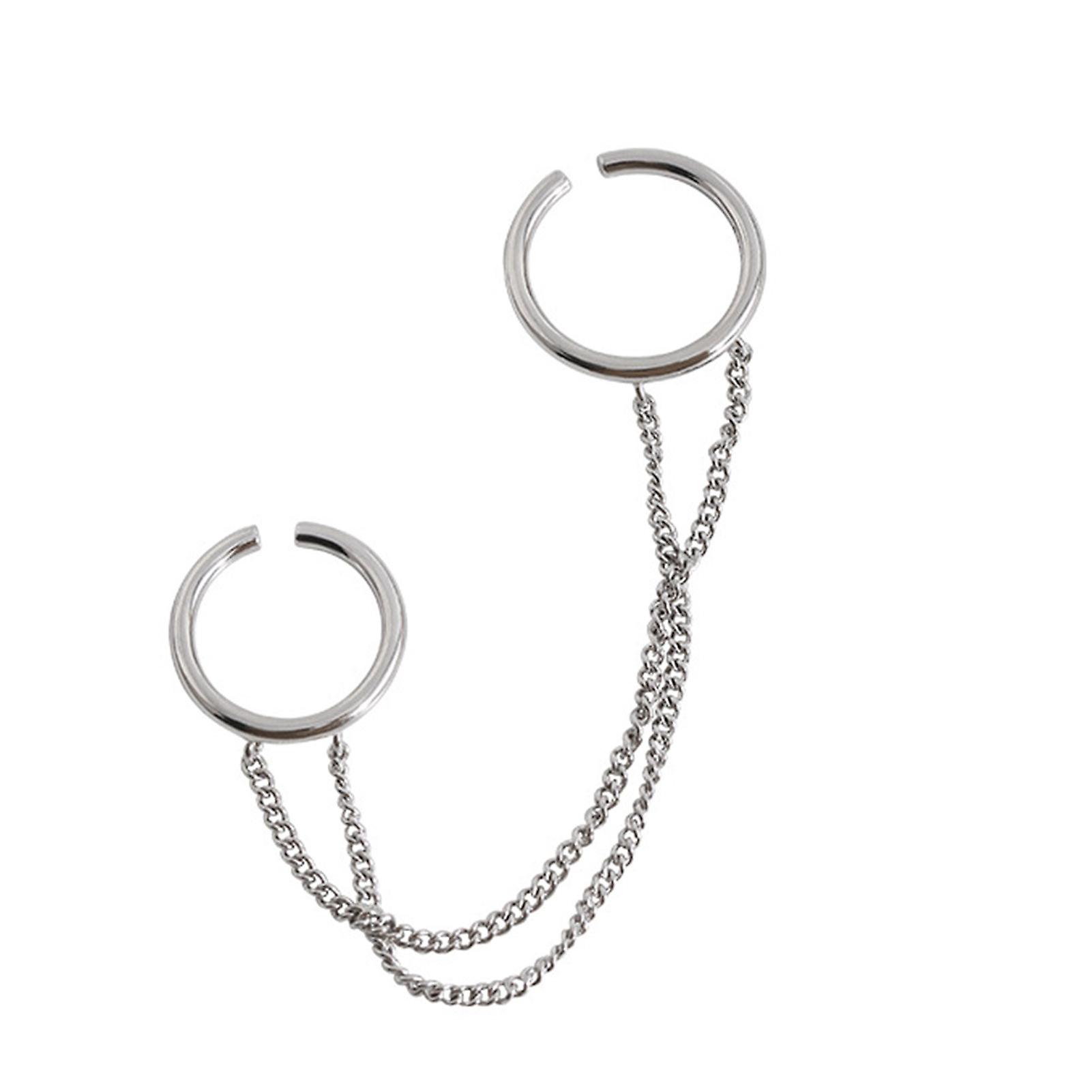 Double Finger Chain Ring Stackable Adjustable Unisex Two Layers Chain Opening Ring Jewelry Gifts
