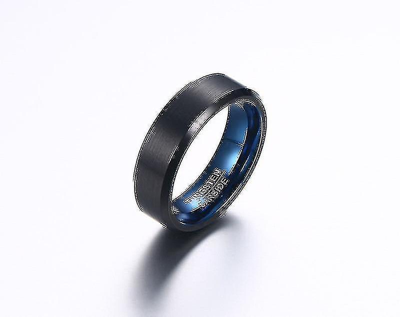 Módny prsteň Modyle Snubný prsteň z karbidu volfrámu 6mm šírka modrá a čierna farba Módne šperky