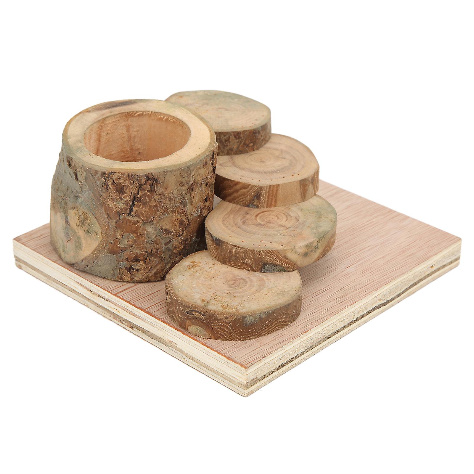 Wooden Hamster Bowl and Ladder Climbing Platform and Bowl for Small Pets