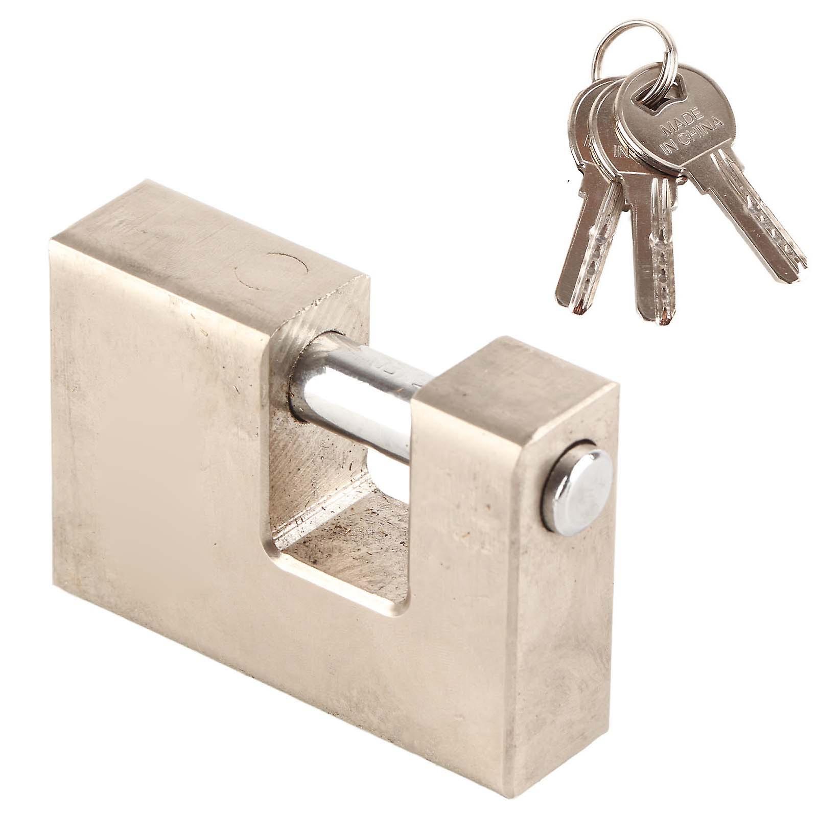 2 Pcs Horizontal Padlock Rectangular Anti Theft Waterproof Shear Proof Security Padlock with 6 Keys for Door Drawer 