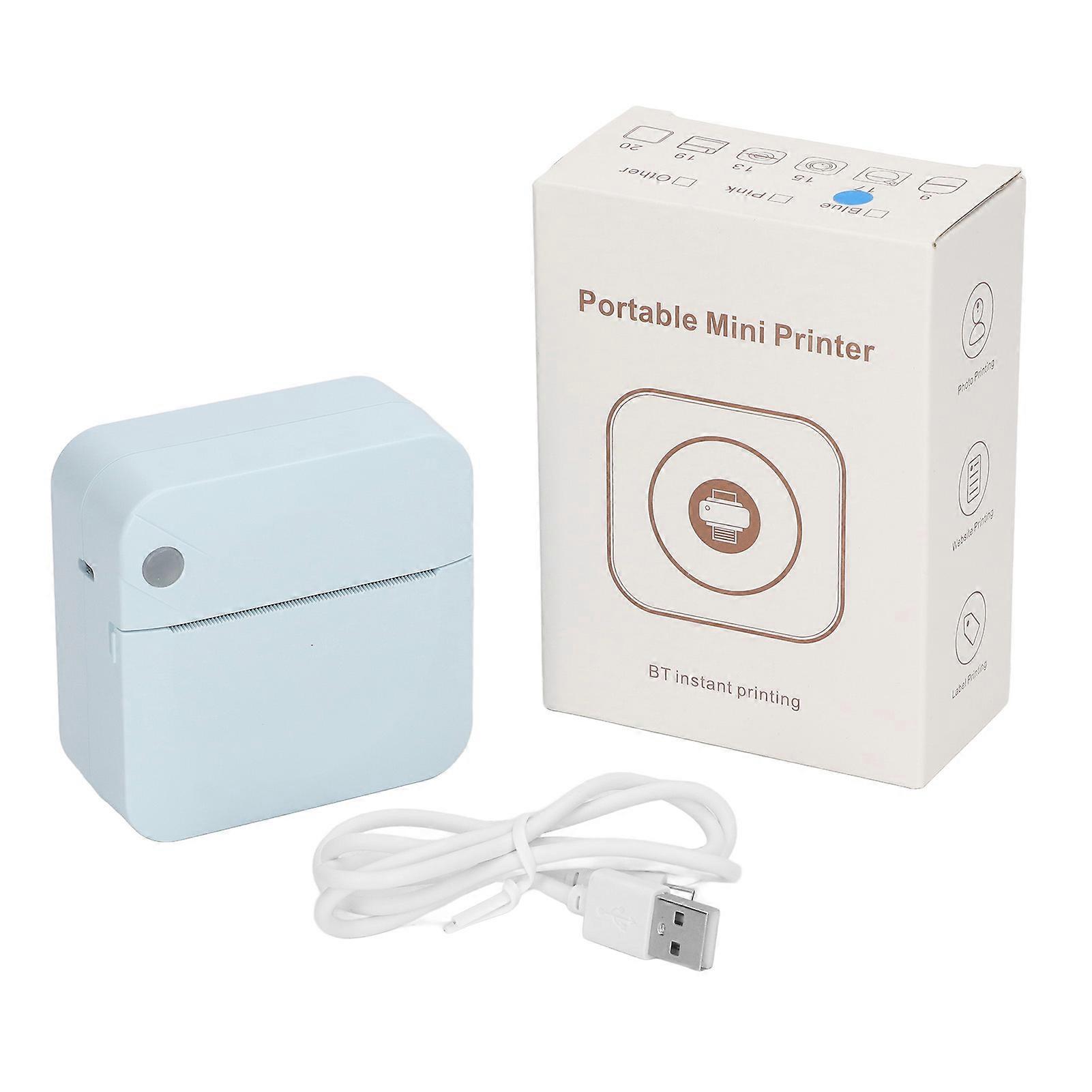 Mini imprimante thermique Bluetooth portable bleue pour étudiants, pour questions, notes, photos, documents