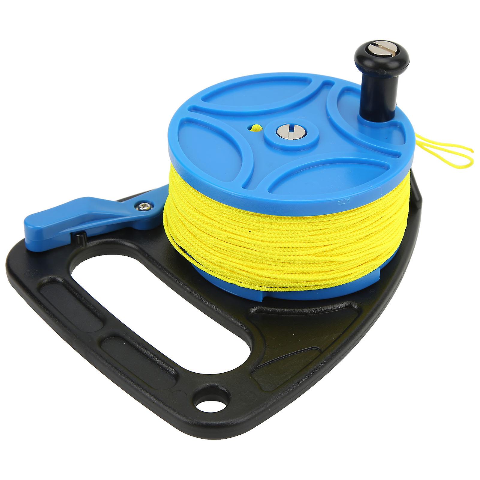 Scuba Dive Reels Spool Finger Reel Anchor Rope Spool Multi Purpose with Yellow Wire for Cave Exile DivingBlue