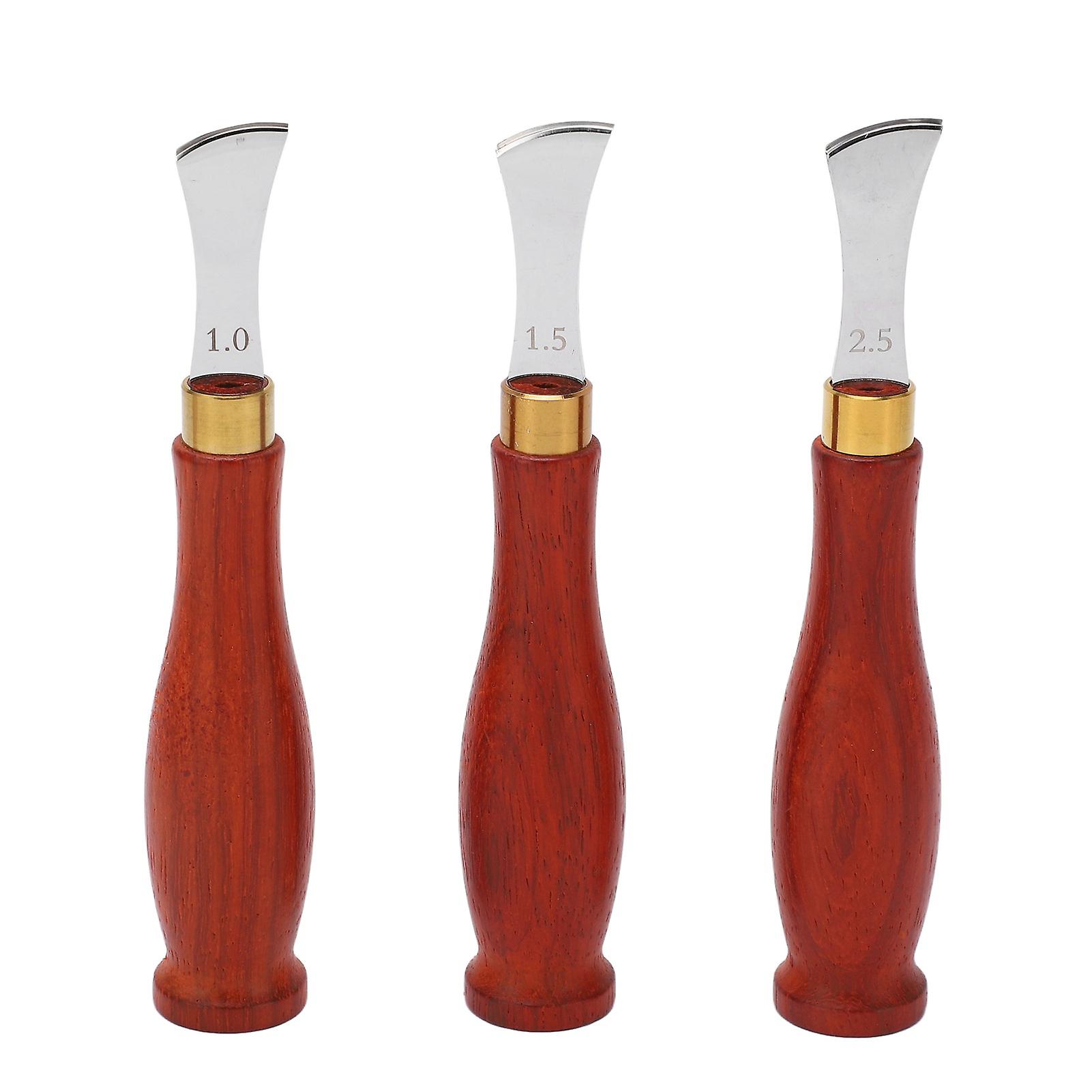 3pcs Leather Edge Creaser Edge Creaser Stainless Steel 1mm 1.5mm 2.5mm with Wood Handle for DIY Leather Working Craft