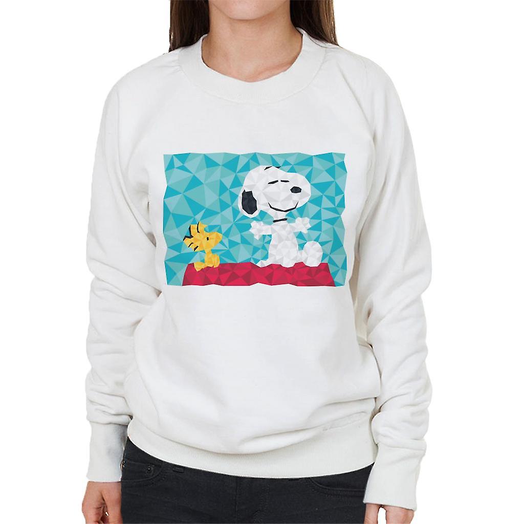 Peanuts Snoopy Woodstock Sitting On Kennel Geometric Women's Sweatshirt