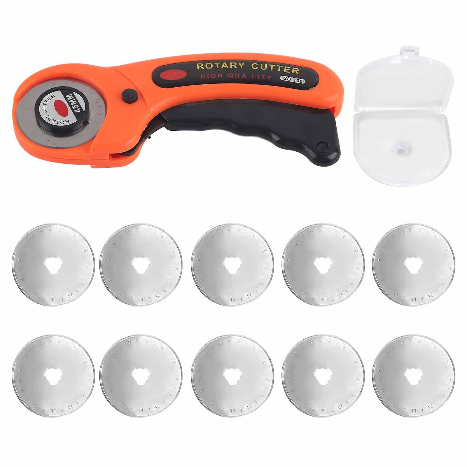 Round Manual Fabric Cutter with Replacement Blades for Leather Sewing (10 Blades)
