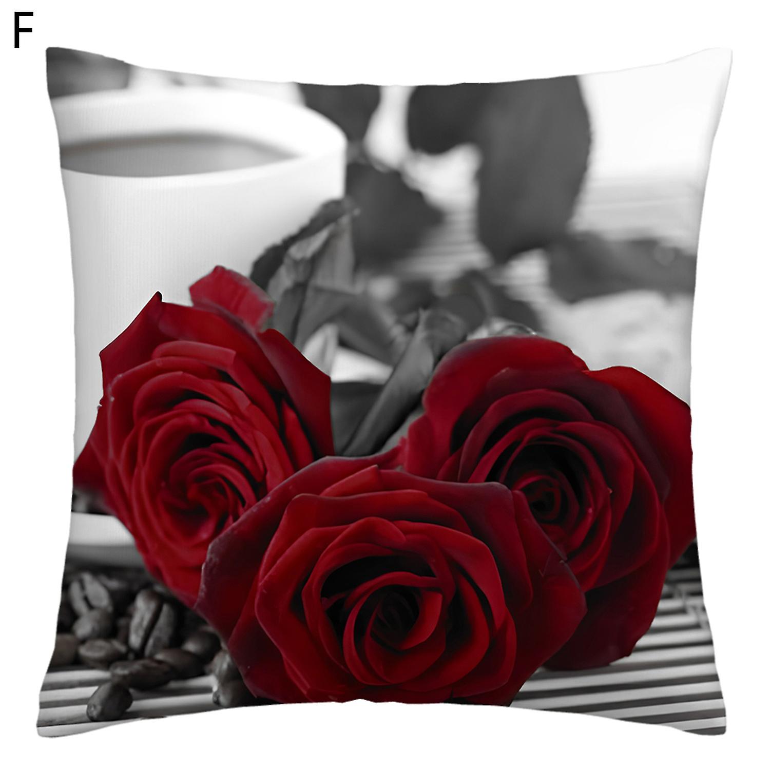 Pillow Sham Soft Texture Invisible Zipper Flax Decorative Floral Printed Cushion Throw Case Furnitur