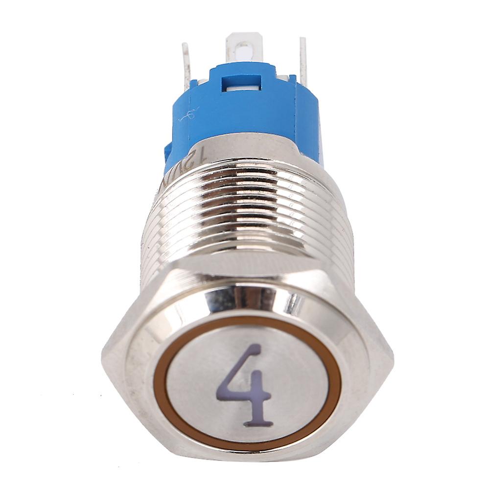 2PCS 16mm Metal Push Button Switch 5 Pin Self Reset Yellow Light