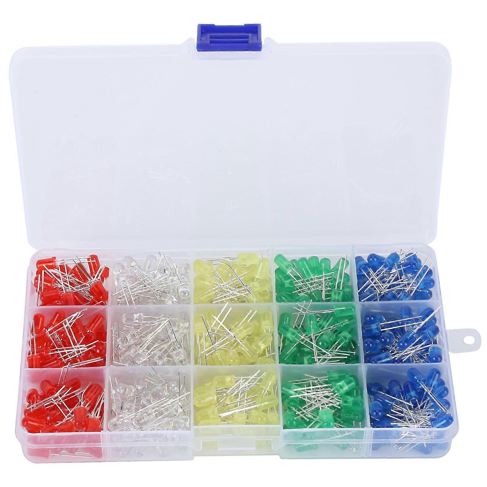 Qukaim Electronic Component Indicator 500Pcs 5mm LED Diodes Assortment Kit, Colored Light Emitting Diodes, Electronic Component Indicators for DIY