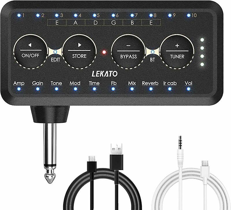 Lekato Electric Guitar Headphone Amplifier System Wireless Multi-effects Amp Recording Music Bypass Mode Distortion Effect