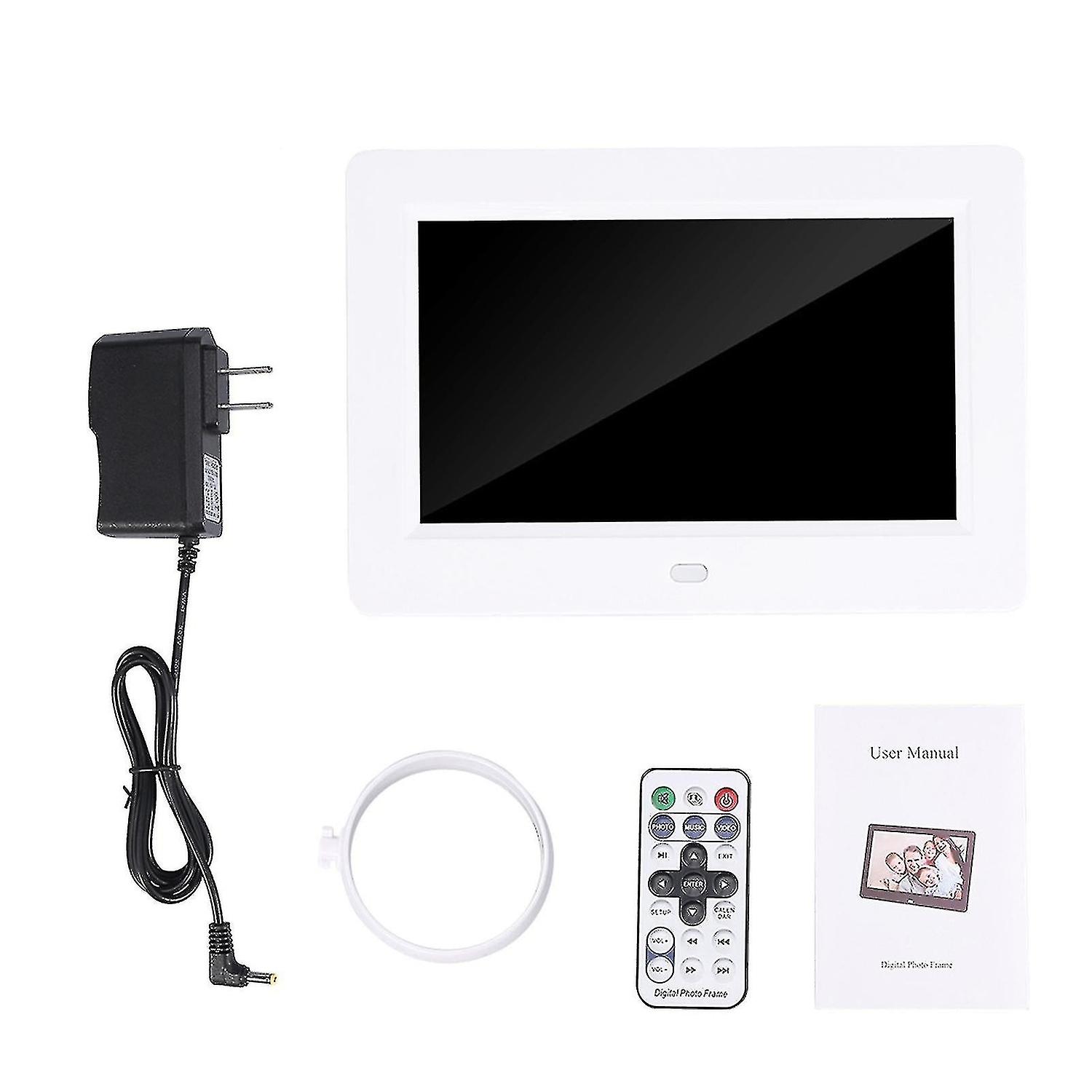 Inch screen 800x480 digital photo frame clock music video player with remote control US plug 100240v