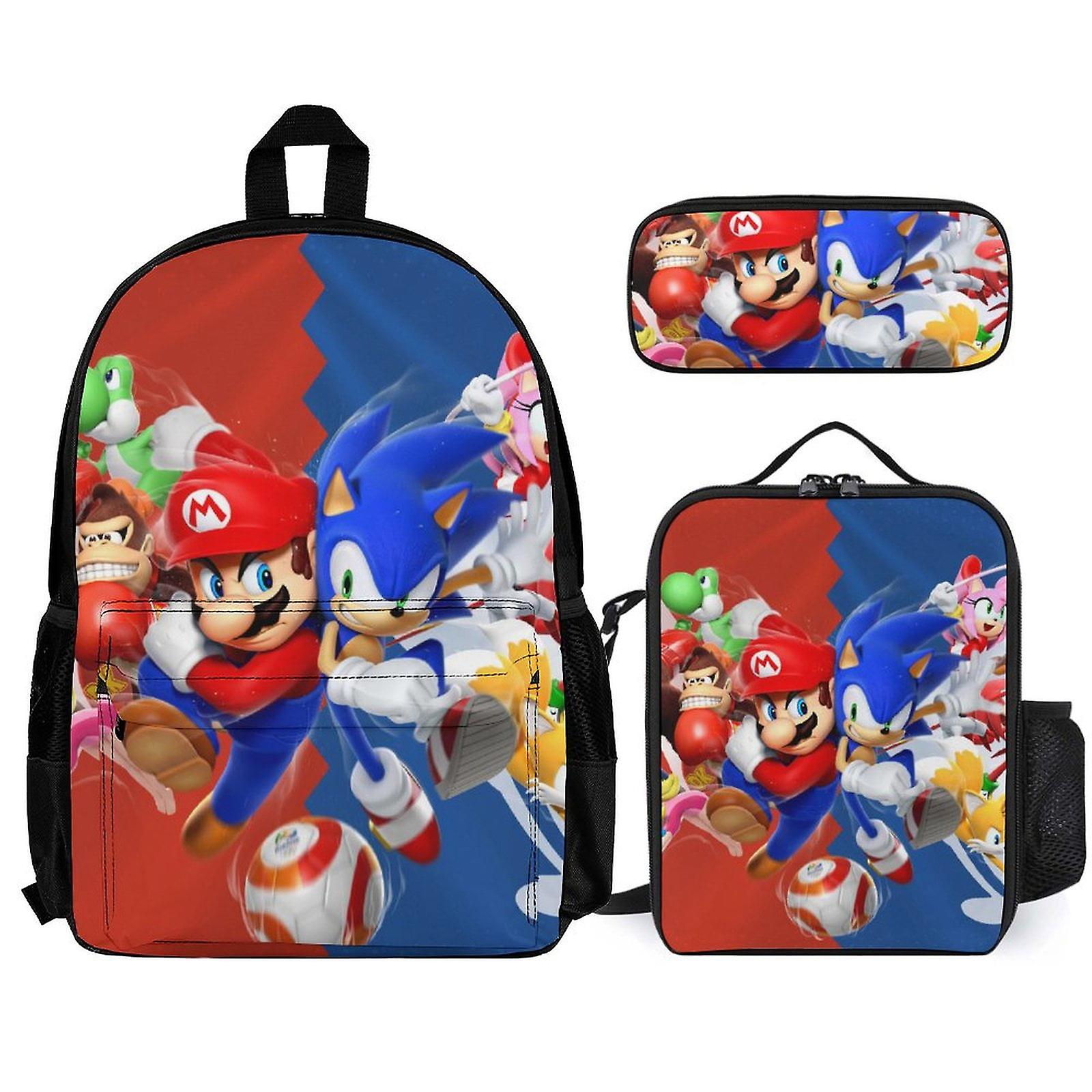 Super Mario Backpack Set, Backpack with Lunch Box And Pencil Case 3pcs Set