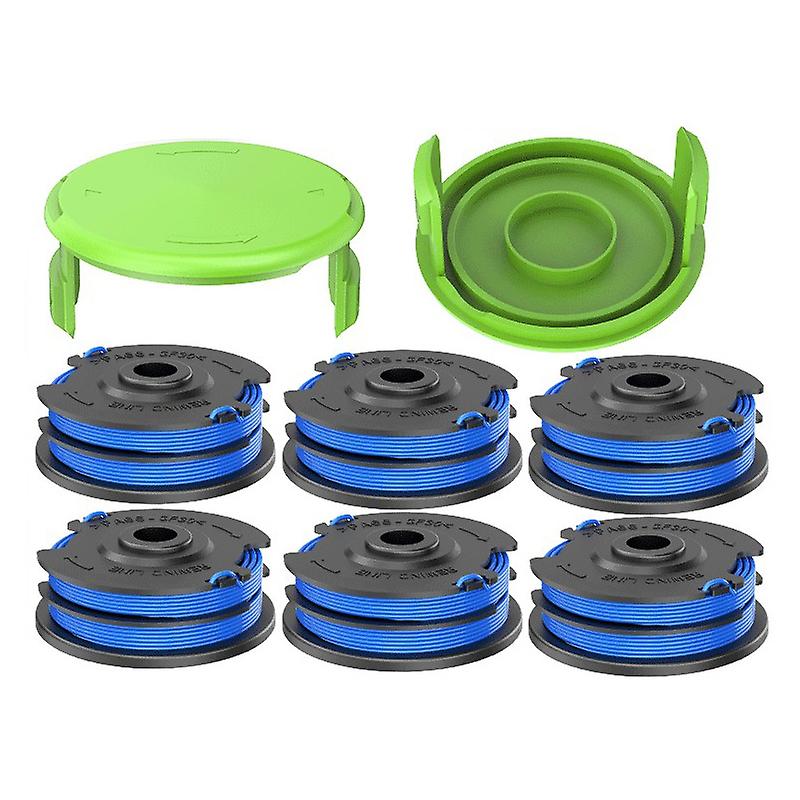 For Greenworks 21212 / 21272 Lawn Mower 6 Line Spools with 2 Spool Caps, 29082 / 29242
