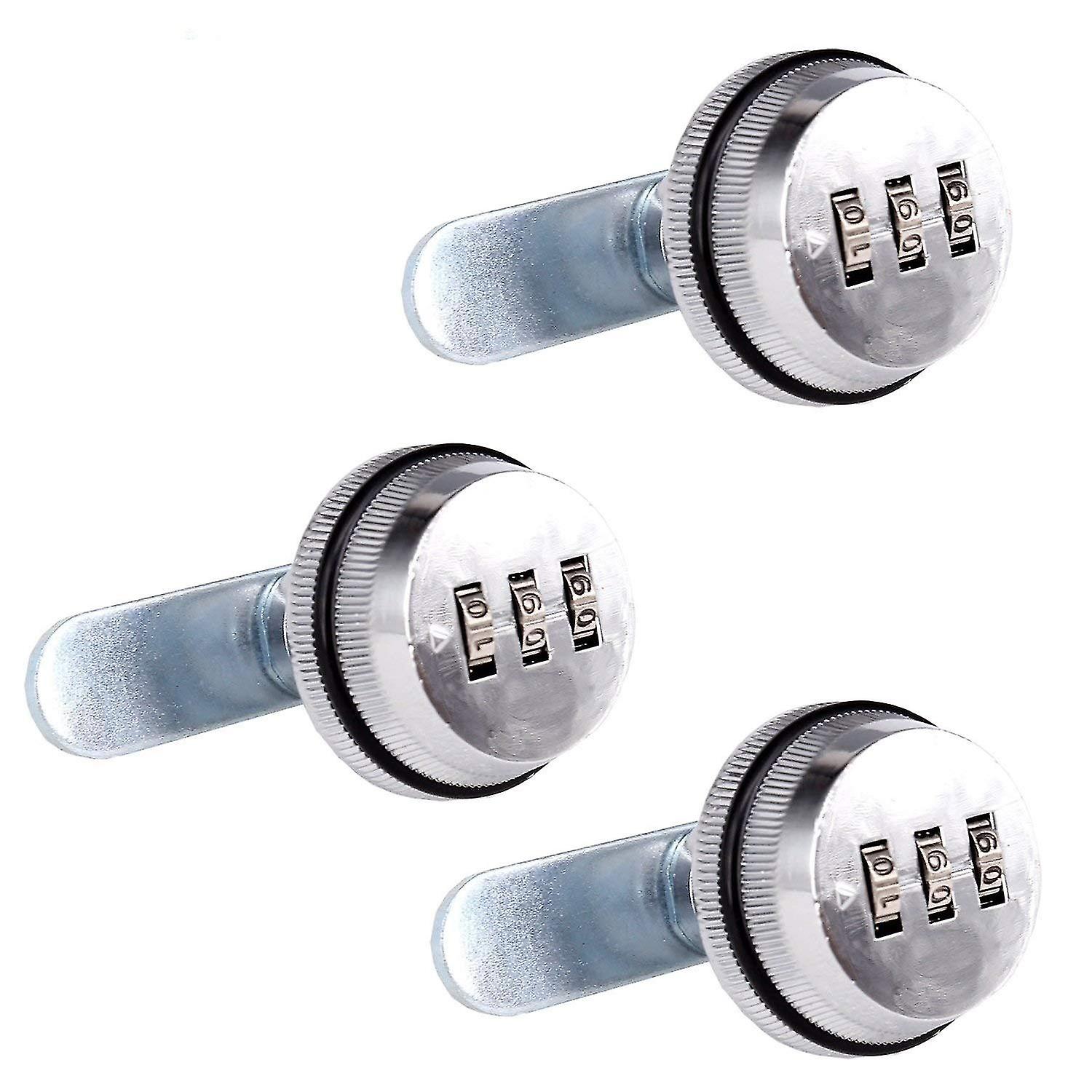 Combination Cam Lock Security Locks Bright Chrome Zinc Alloy (3 Pack) (2cm)