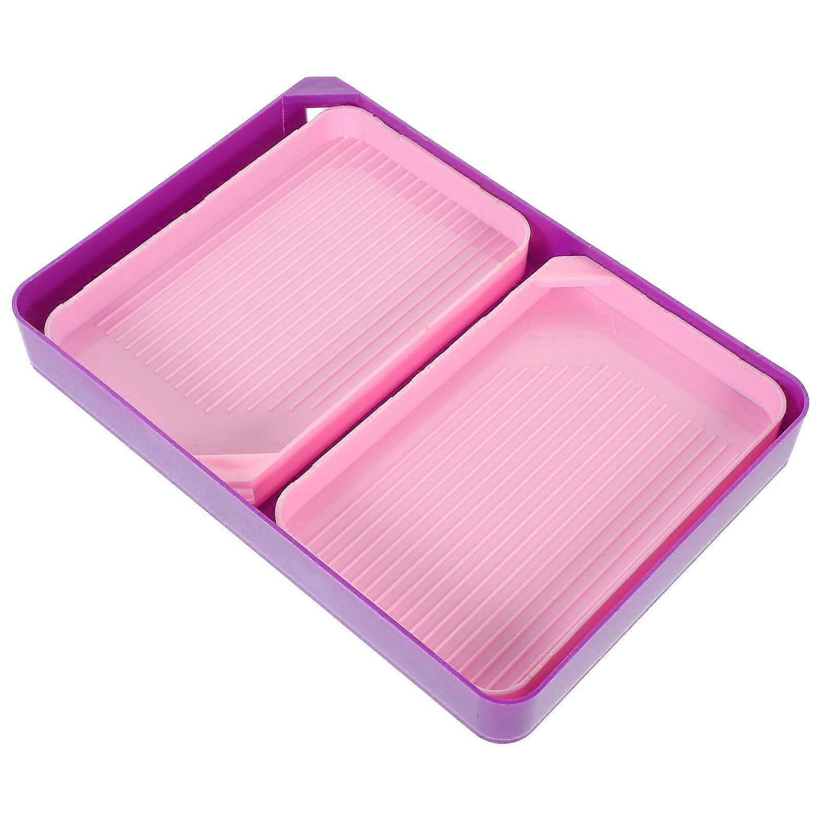 1 Set Diamond Storage Trays Large Capacity Plate Diamond Art Bead Storage Container for DIY Pink