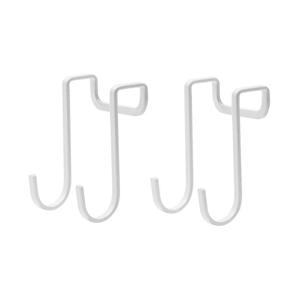 2 Pcs 1 Set Double-row Clothes Hooks Punch-free Door Back Hooks (White)