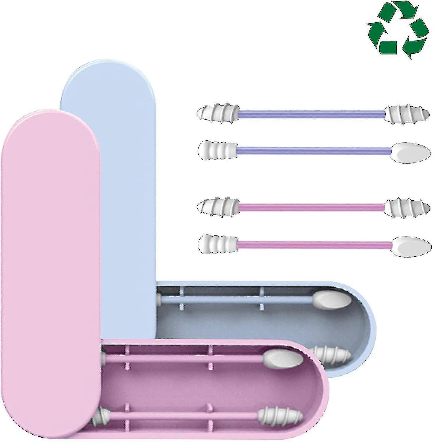 2pcs Silicone Cotton Swabs,reusable,washable,ear Care, Cleaning,makeup Remove Tool