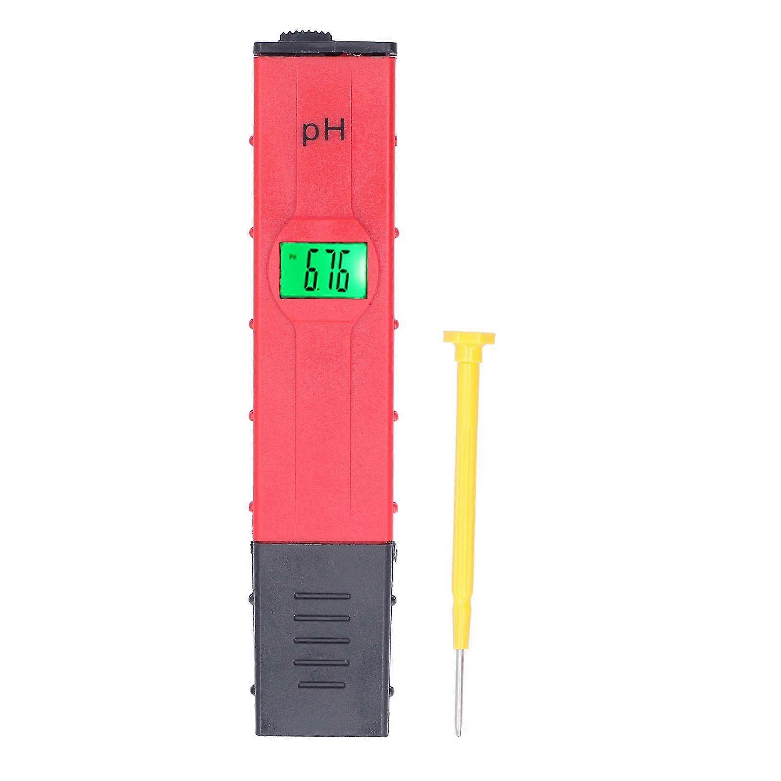 PH Tester Backlight Portable Digital PH Meter ATC High Accuracy Acidity Tester PH Test Pen compatible with Water Soil Red-YM