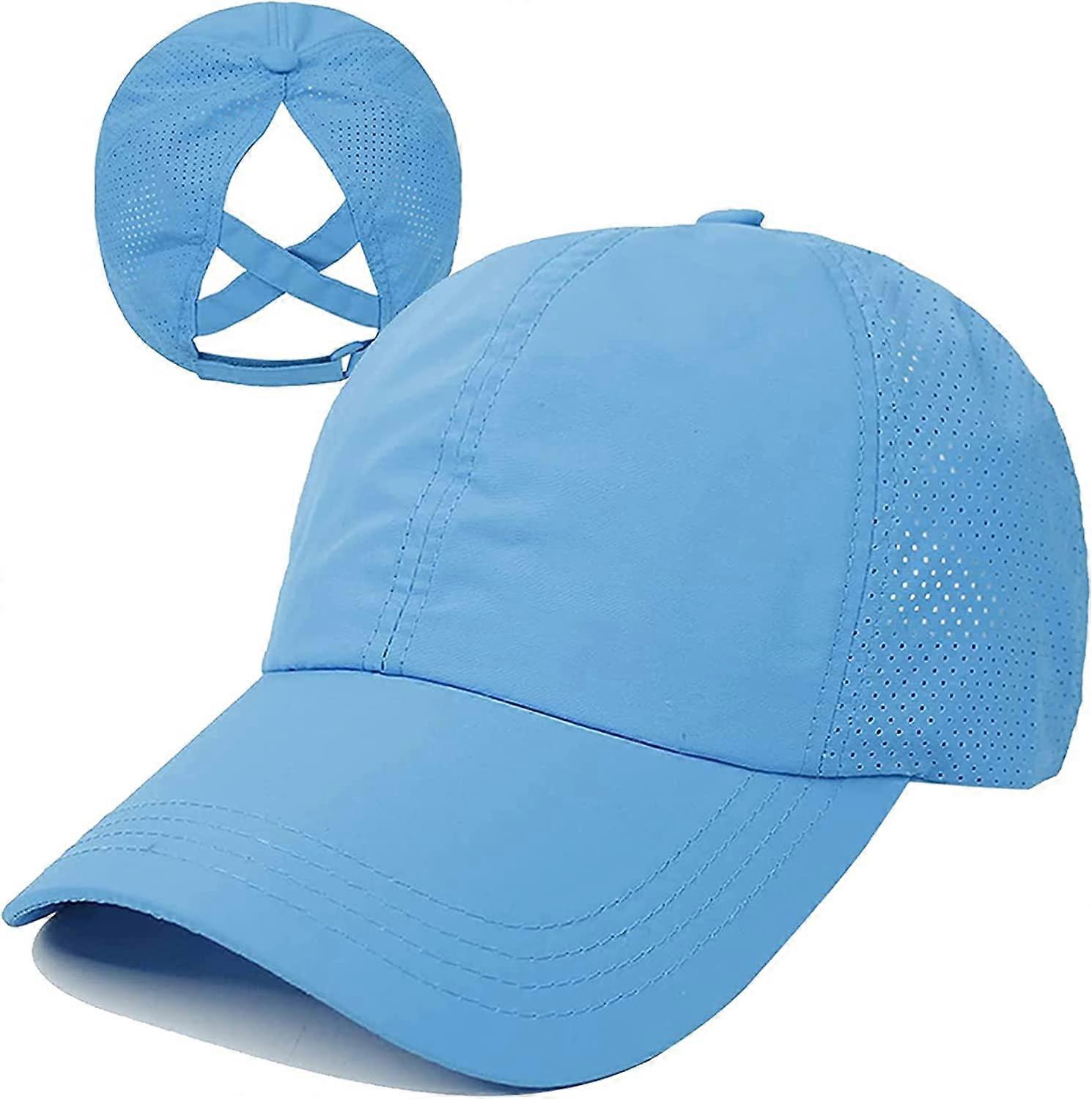 Women's Ponytail Baseball Caps, Adjustable Breathable Cross Mesh
