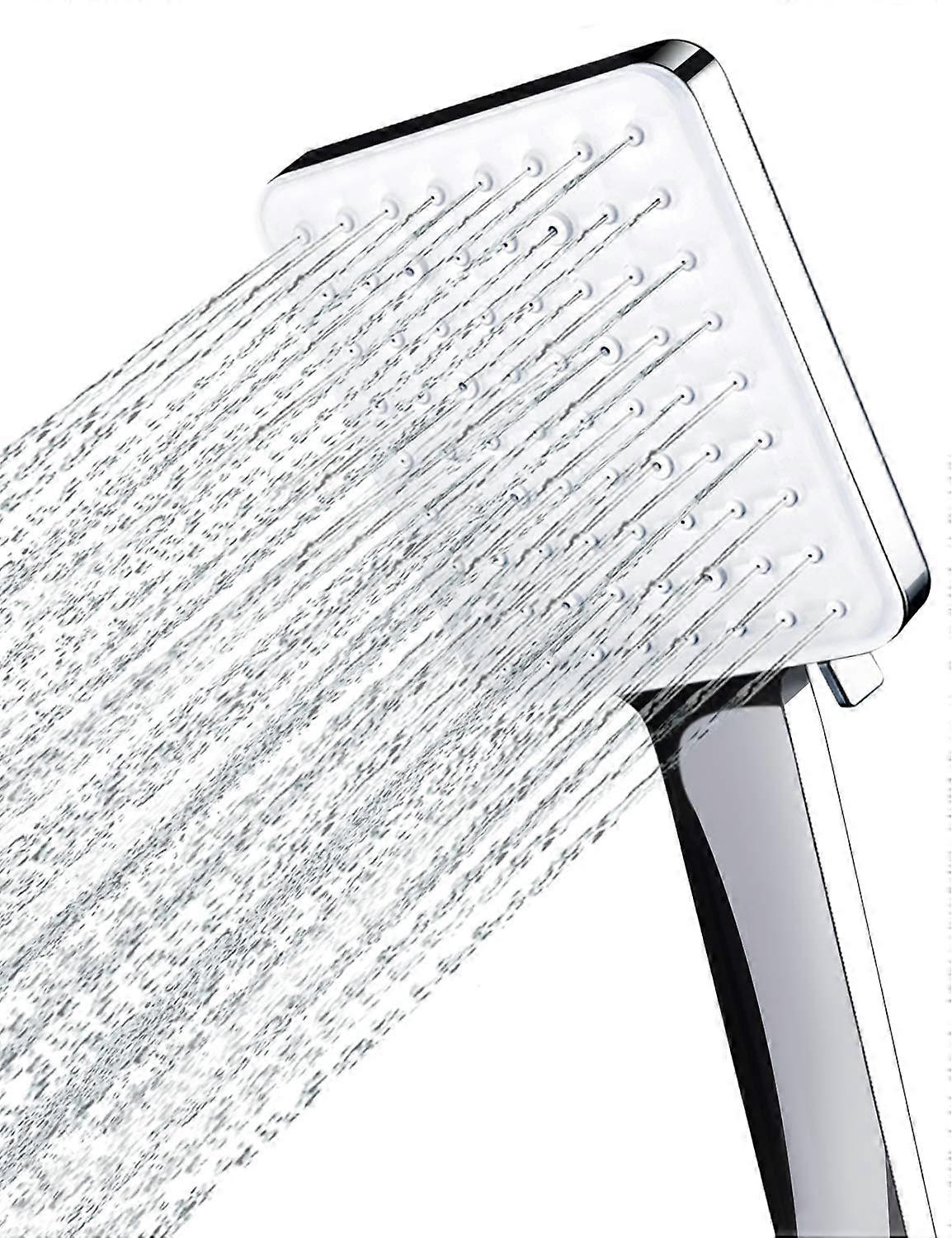 LINJOU Shower Head, Large Square with One Hand Control, High Pressure with 6 Shower Modes, Chrome
