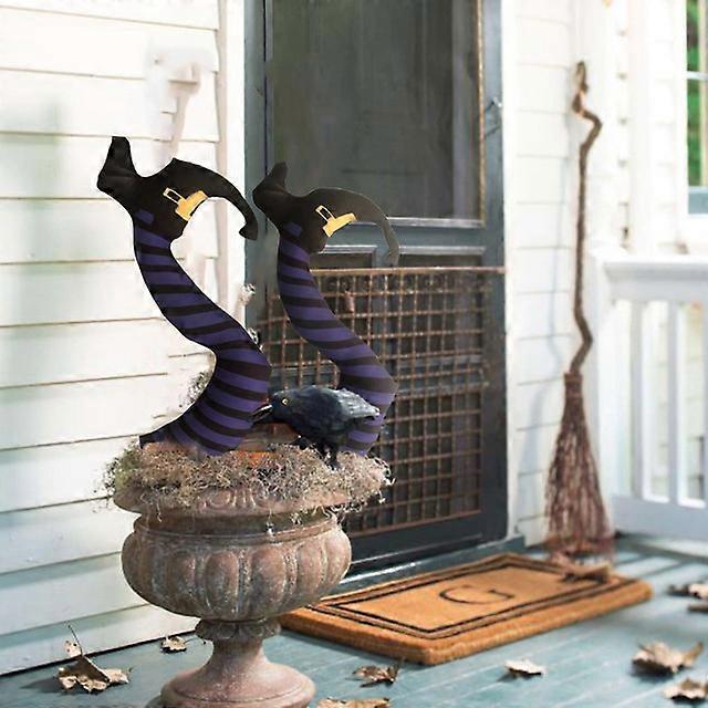 Halloween Witch Drop Witch Broom Garden Potted Halloween Bucket Ornament Skull Witch Toy Outdoor Decors Garden Decoration