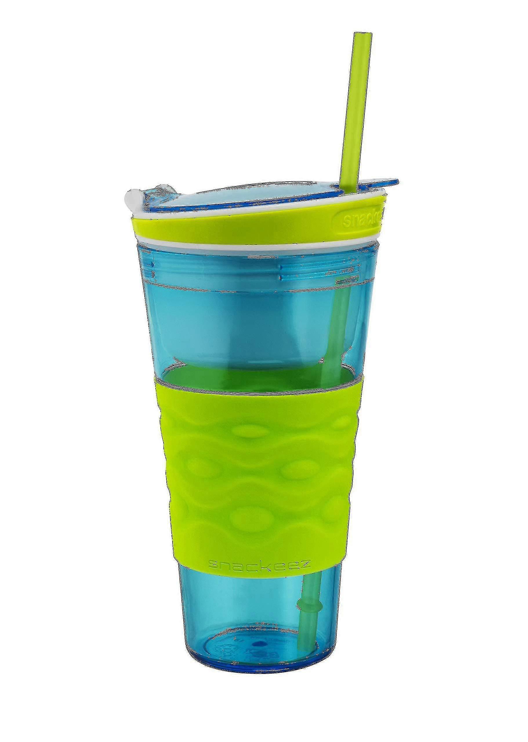 Tazza da viaggio per snack e bevande con cannuccia-yvan verde