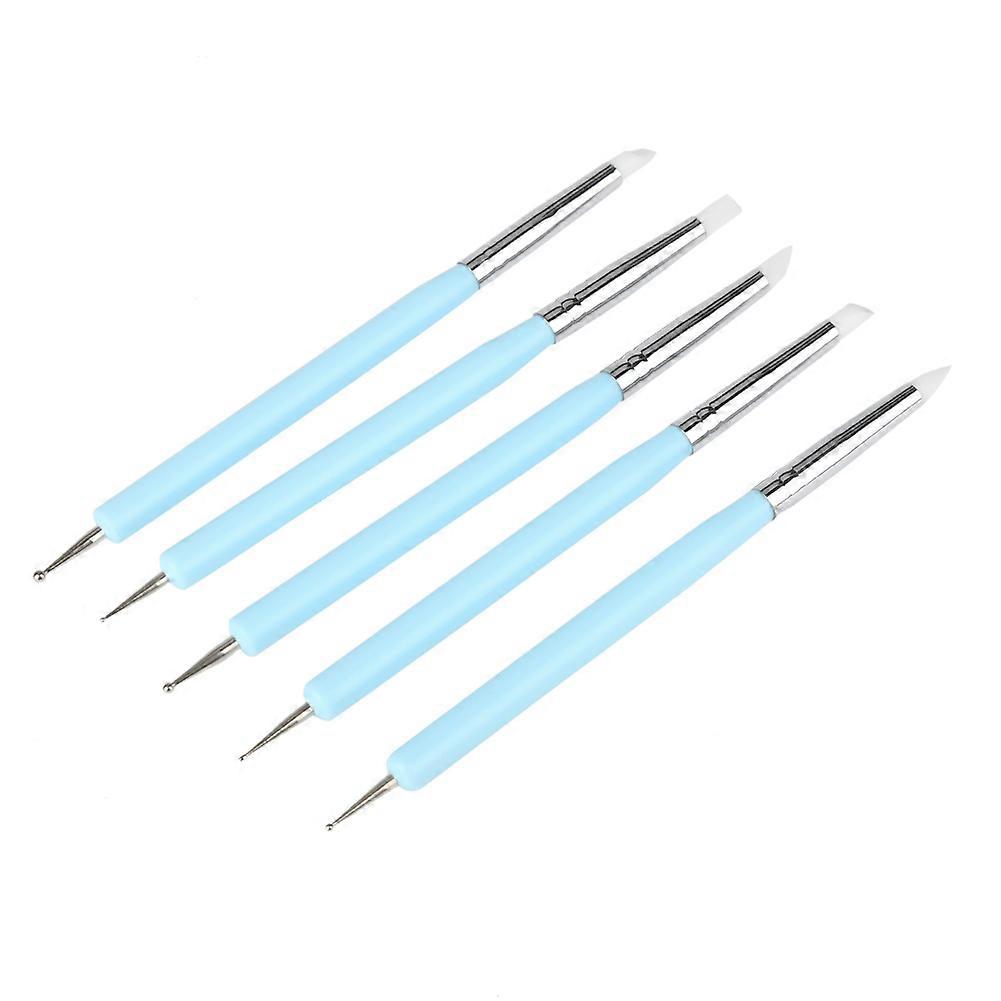 5pcs Silicone Clay Sculpture Tools Double Head Ball Stylus Sculpting Modeling Tool (Blue)