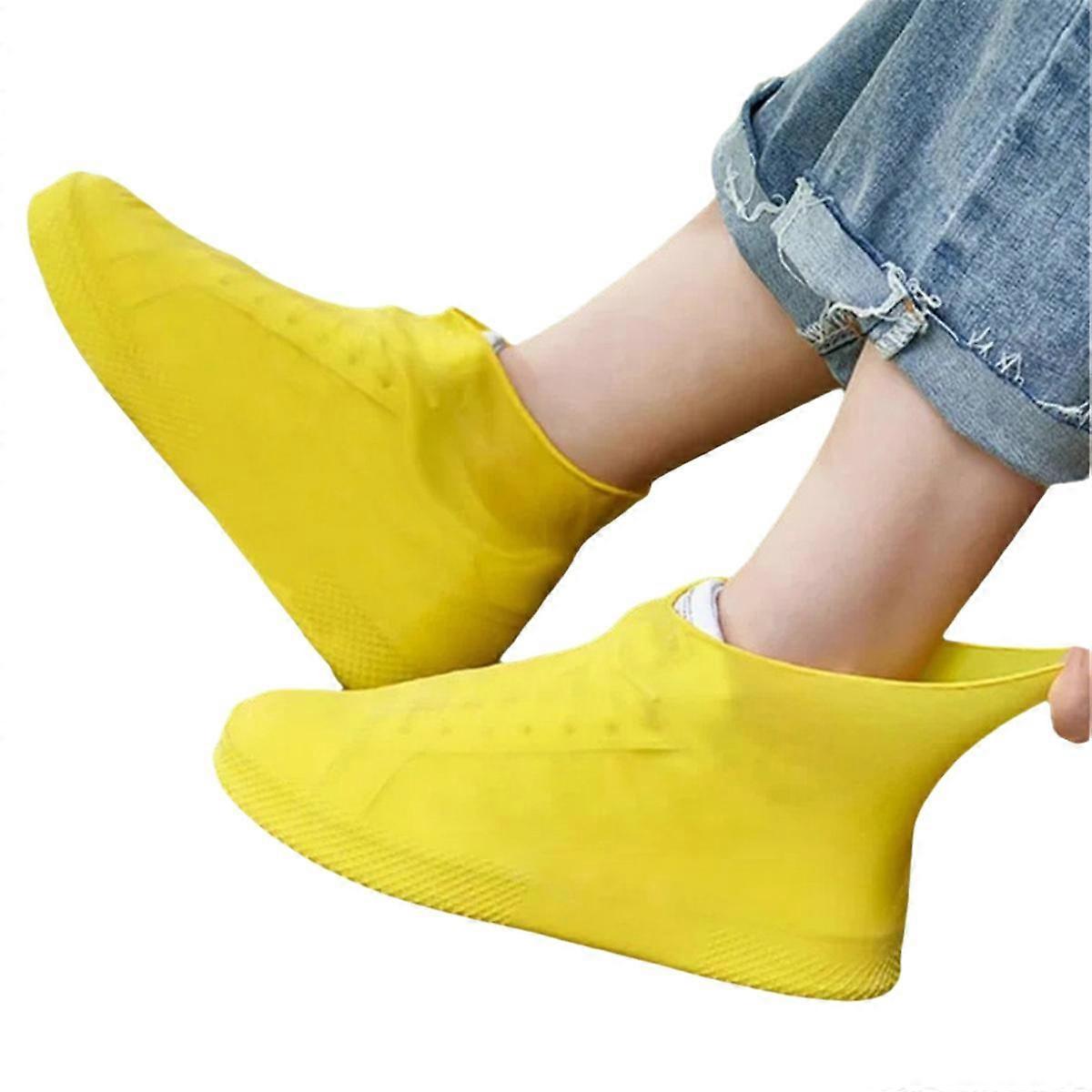 Couvre-chaussures antidérapants en latex, réutilisables, antidérapants et imperméables, pour bottes d'extérieur, protection contre la pluie, jaune