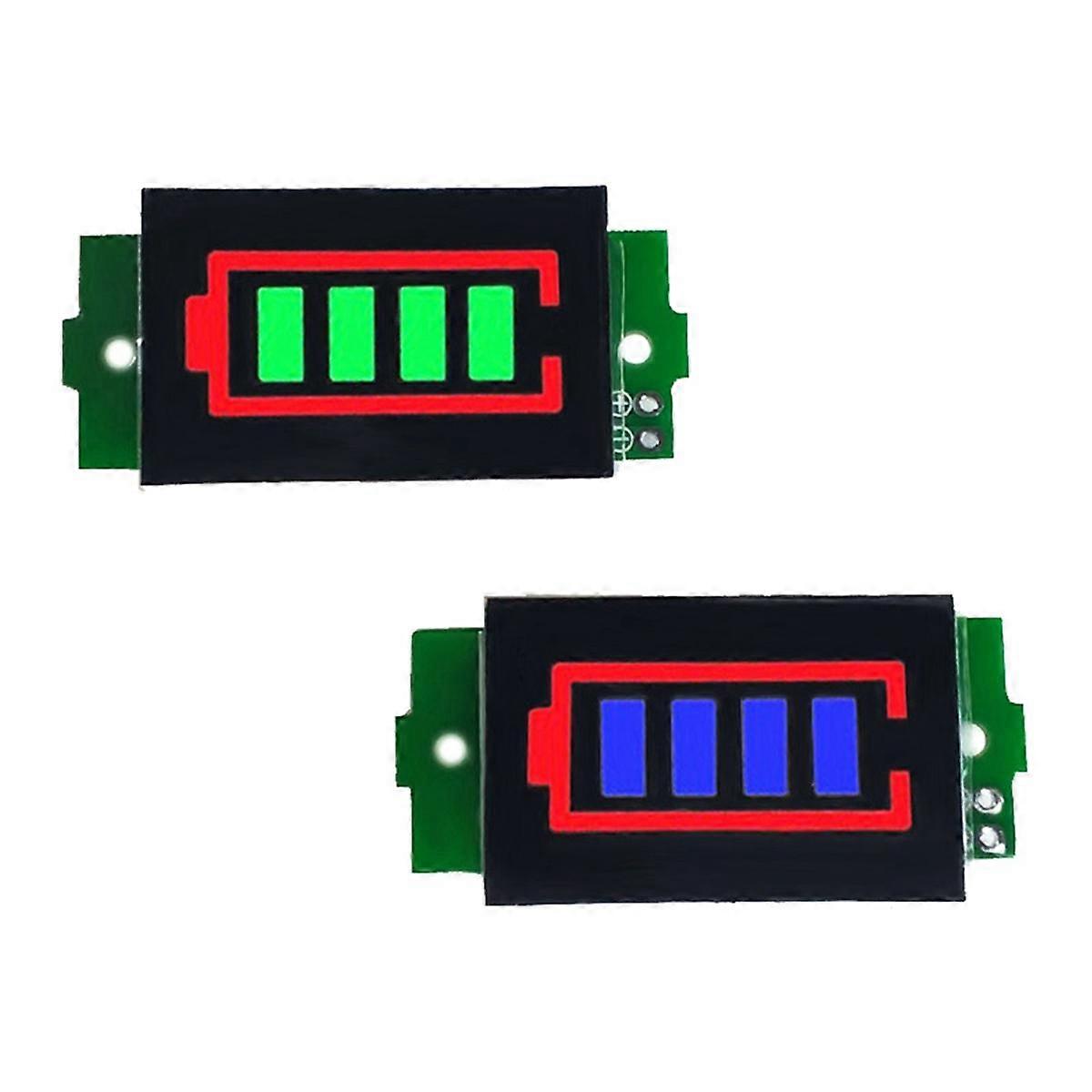 2 Pcs 1-8S Lithium Battery Meter Display Module Blue Three String LED Lithium Battery Pack Indicato