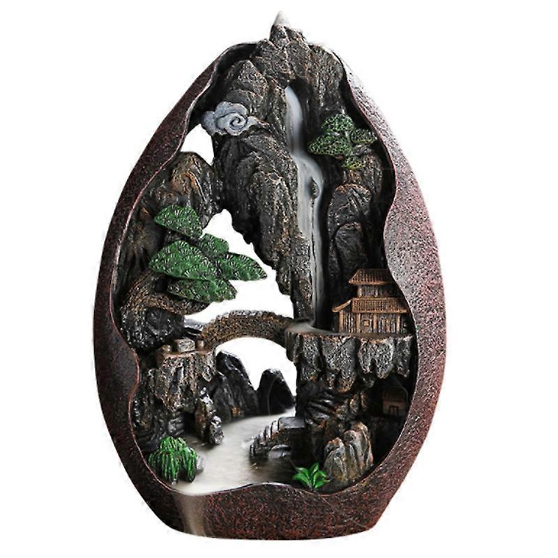 Lofty Mountains and Flowing Water Backflow Incense Smoke Waterfall Incense Sticks Holder 20 Pcs Inc