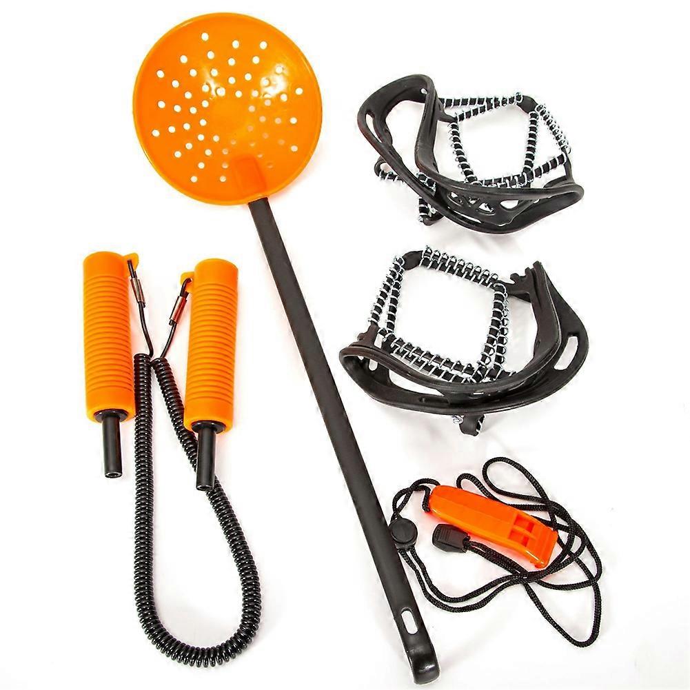 Outdoor Ice Safety Kit Ice Fishing Scoop Scoop with Whistle and Shoe Covers Fishing Equipment,Orang