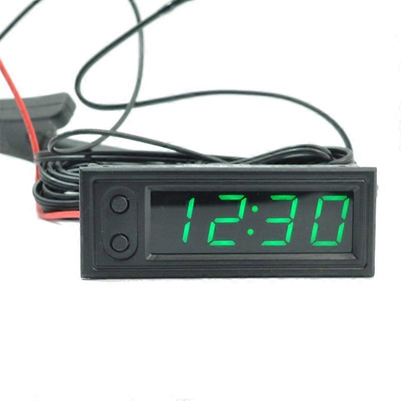 G99F 12V 3 IN 1 Thermometer Temperature Clock Voltmeter LCD Screen LED Digital Display Electronic Clock Brightness Adjustment