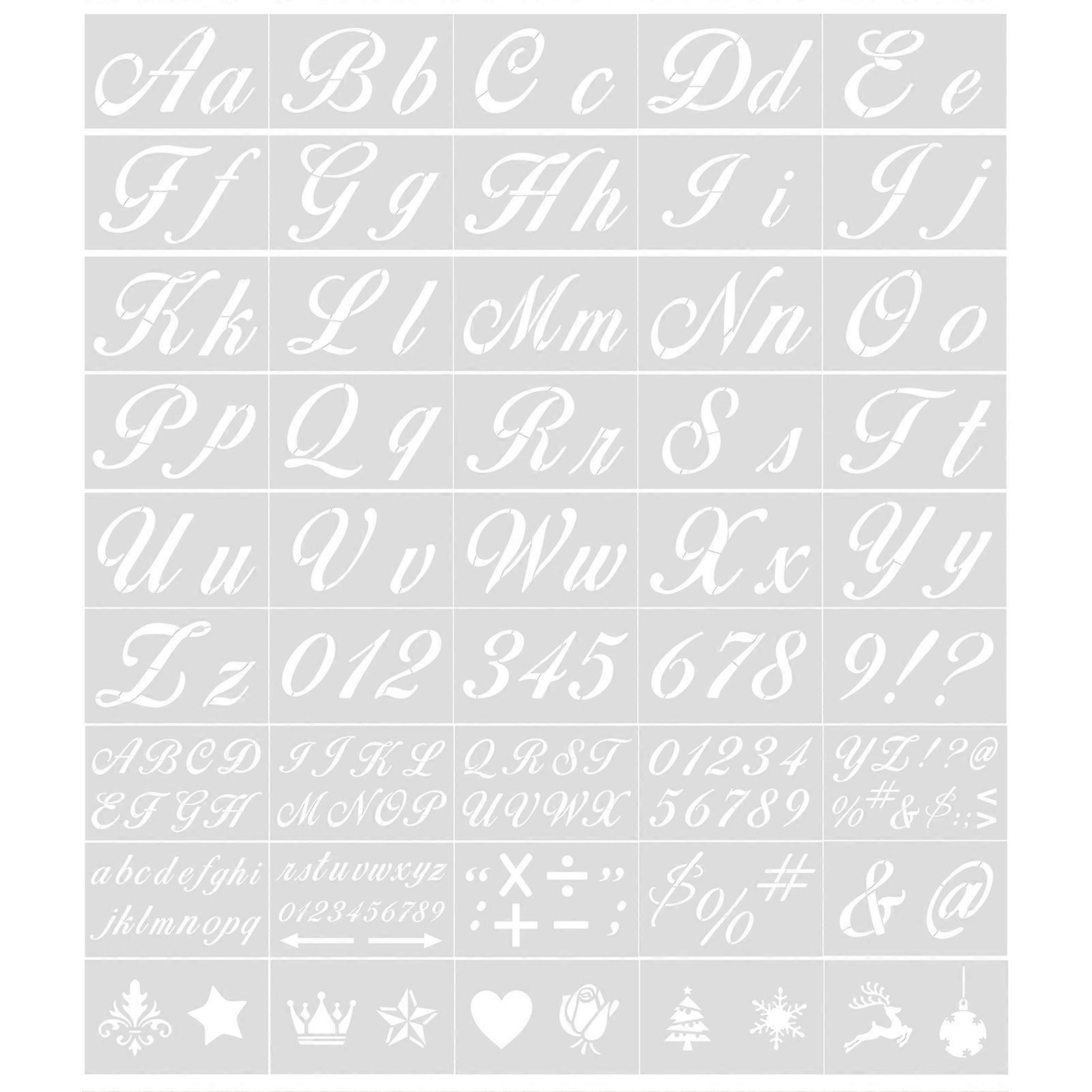 45PCS Stencils Letter and Number Template Reusable Washable Alphabet Stencils Environment-friendly PET Art Craft Templates for Painting On Wood Scrapb