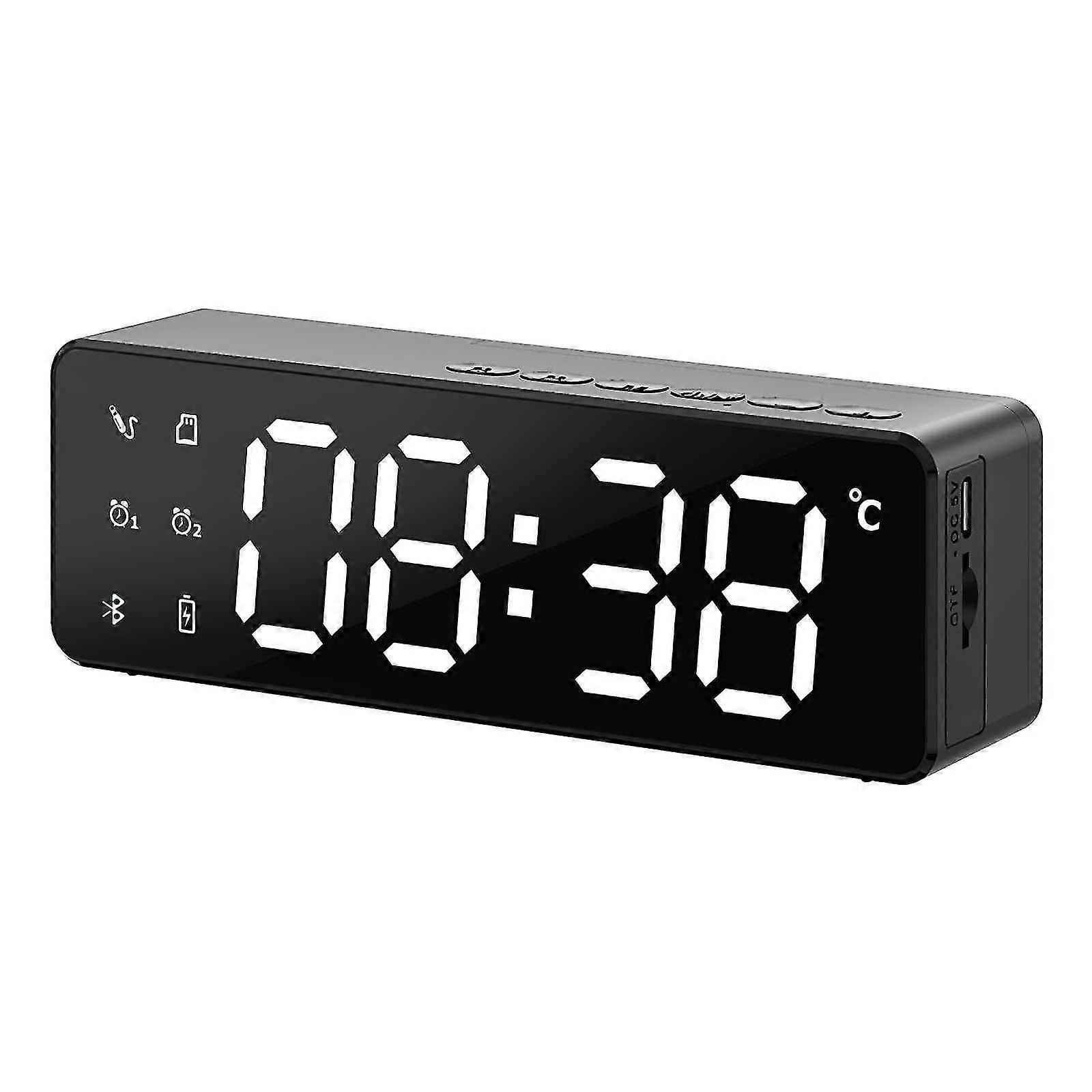 Alarm Clock Audio Bluetooth Speaker Temperature Display Student Creative Mirror Small Card Gift Wireless Clock With Bluetooth Playback For H