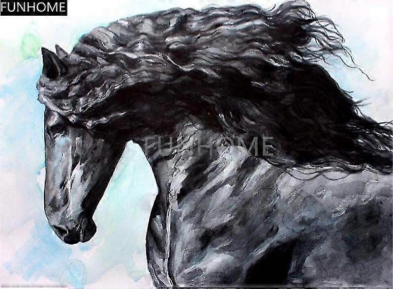 جديد 5D دي الحفر الكامل الماس اللوحة التطريز الصليب غرزة حجر الراين فسيفساء اللوحة ديكور النحت الأسود الحصان Funhome