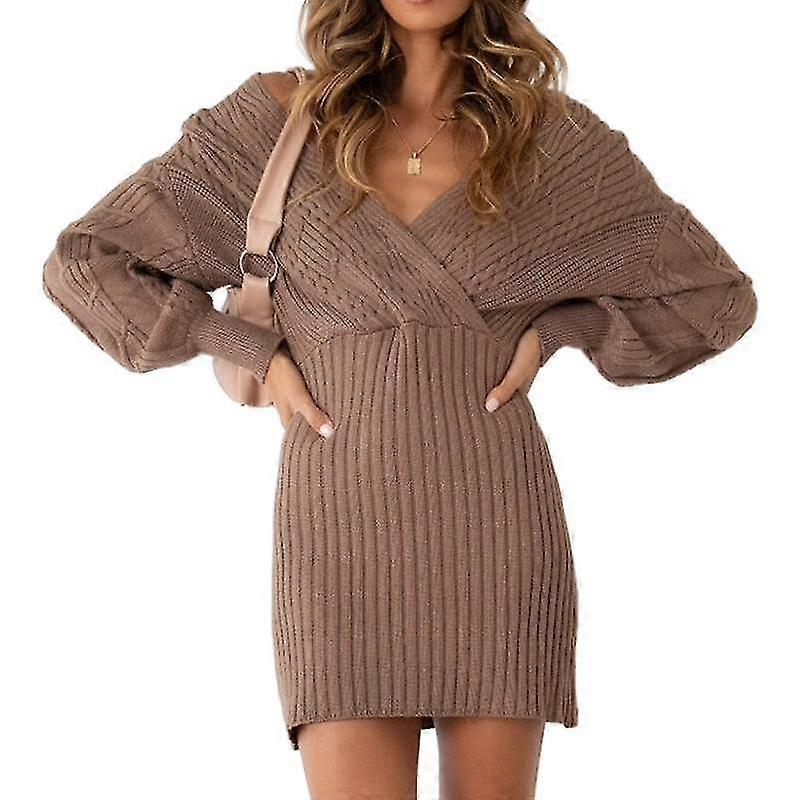 Strickkleid Hüftrock Damen Top Pullover
