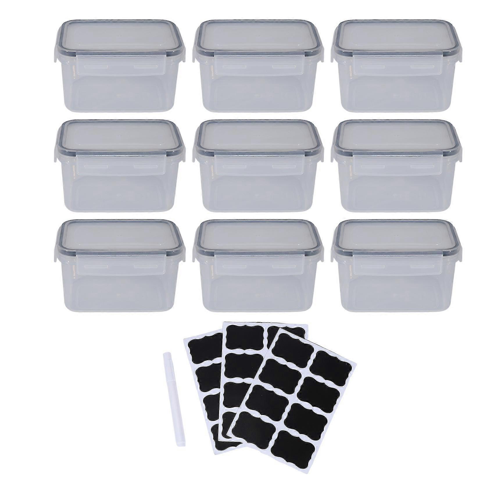 0.8 L Storage Jars Set, Cereal Storage Containers,Storage Containers, Airtight, Dry Food Container, Set of 9 (Black)