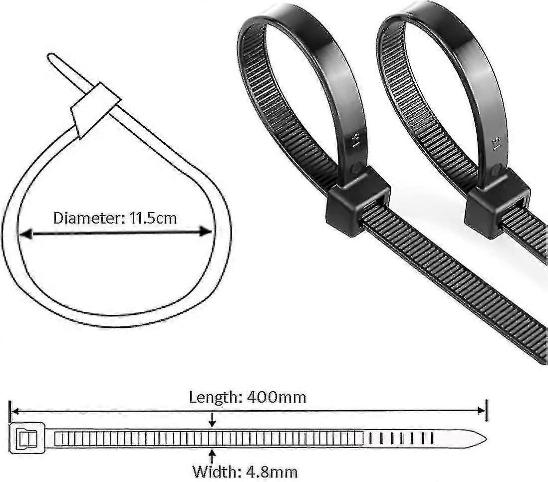 Cable Ties, 100pcs Extra Long 400mm X 4.6mm Self Locking Nylon Zip Cable Ties -