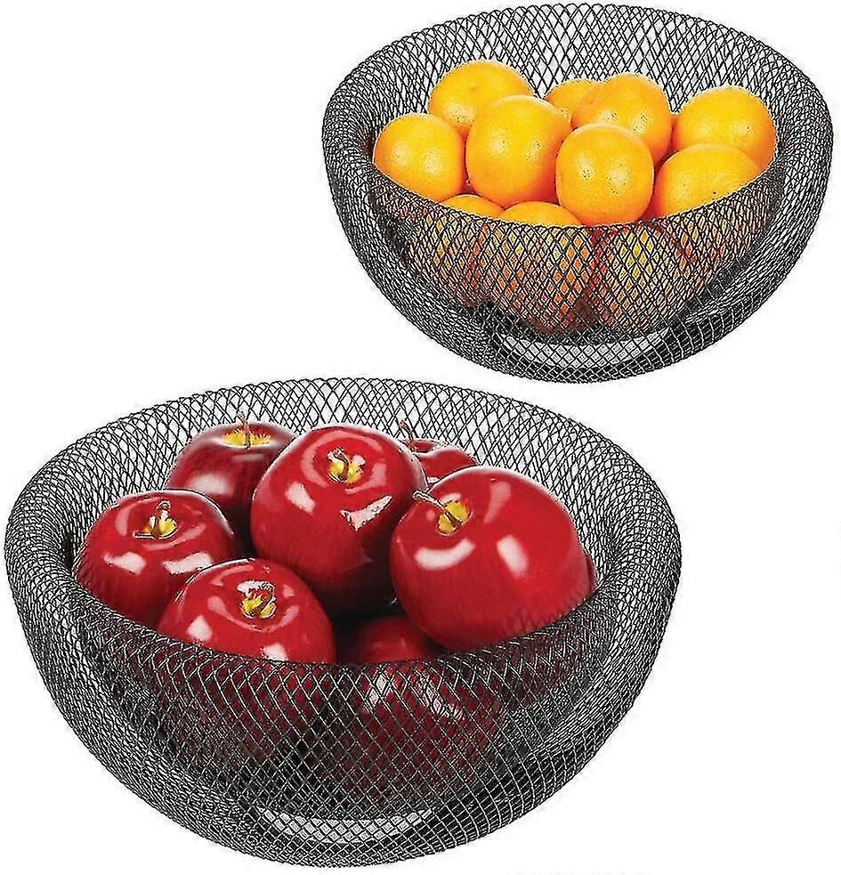 Double Wall Metal Mesh Decorative Fruit Bowl Basket Stand - Modern Wire Design For Kitchen Countertop Storage & Table Centerpieces - Container And Hol