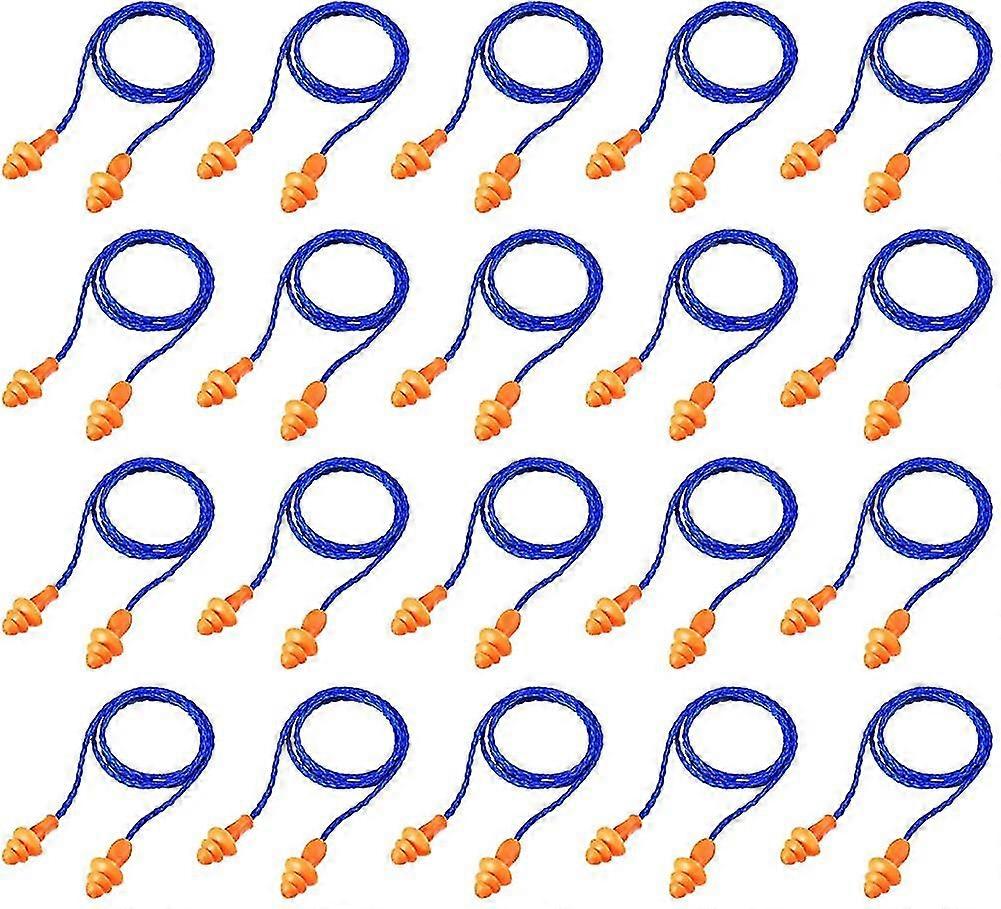 20 Pairs Cord Earplugs Reusable Silicone Ear Plugs With Rope Noise Canceling