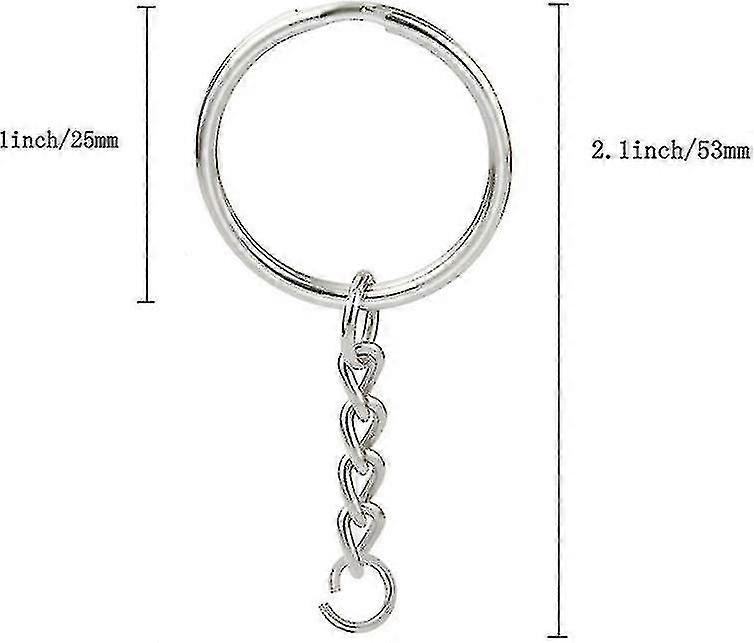 100pcs Split Key Ring With Chain 1 Inch And Jump Rings,split Key Ring With Chain Silver Color Metal Split Key Chain Ring Parts