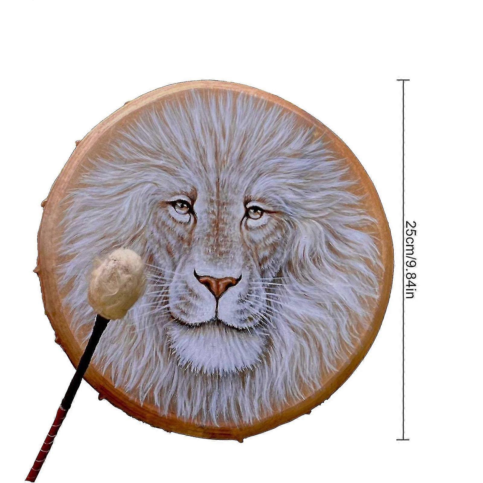 Shaman Drum Music Handmade Shamanic Polyester Faux Sheepskin Ethereal 25*5cm Totem White With Drumsticks