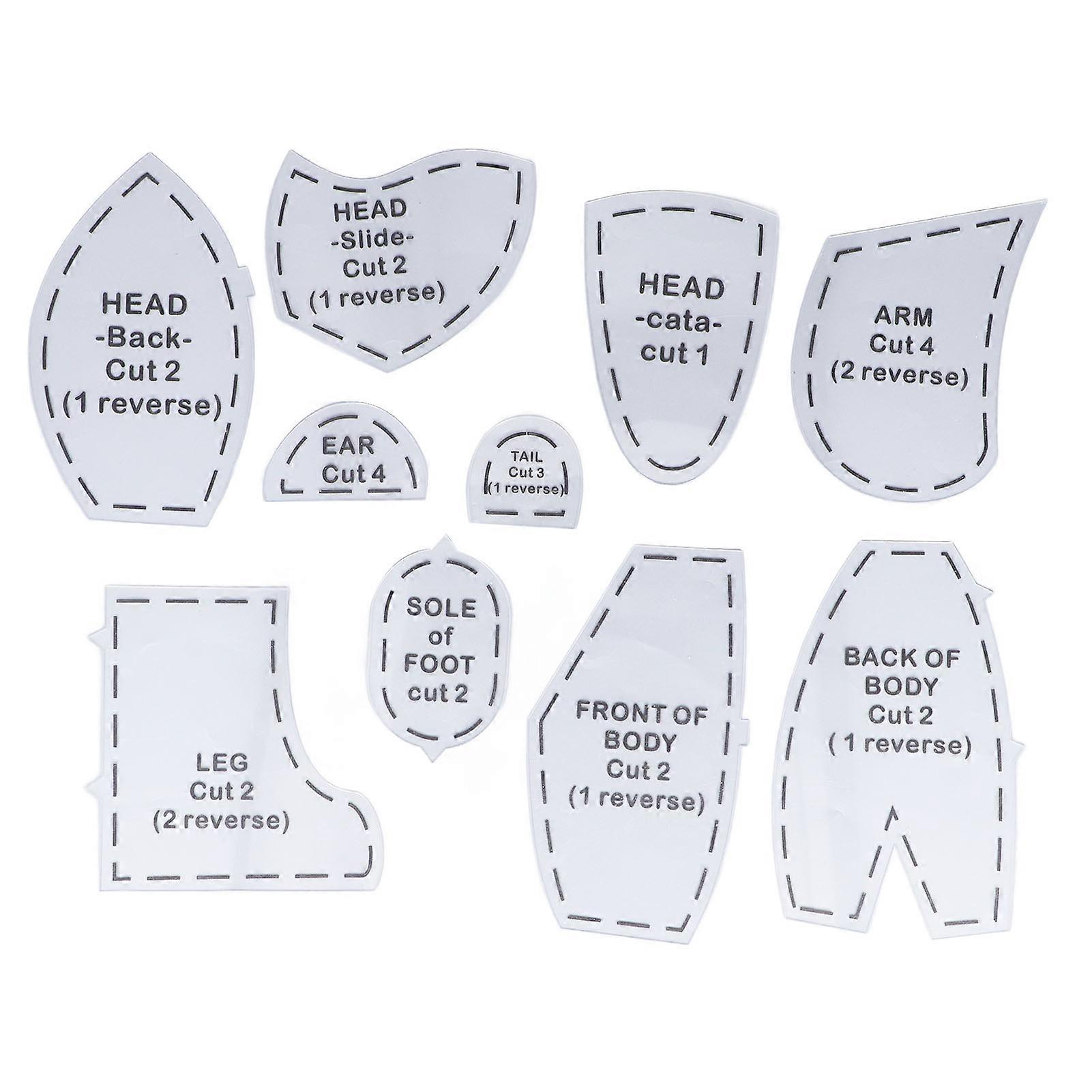 10pcs Bear Template Ruler Set DIY Acrylic Quilting Tools Reusable Bear Sewing Template Set M 12inch