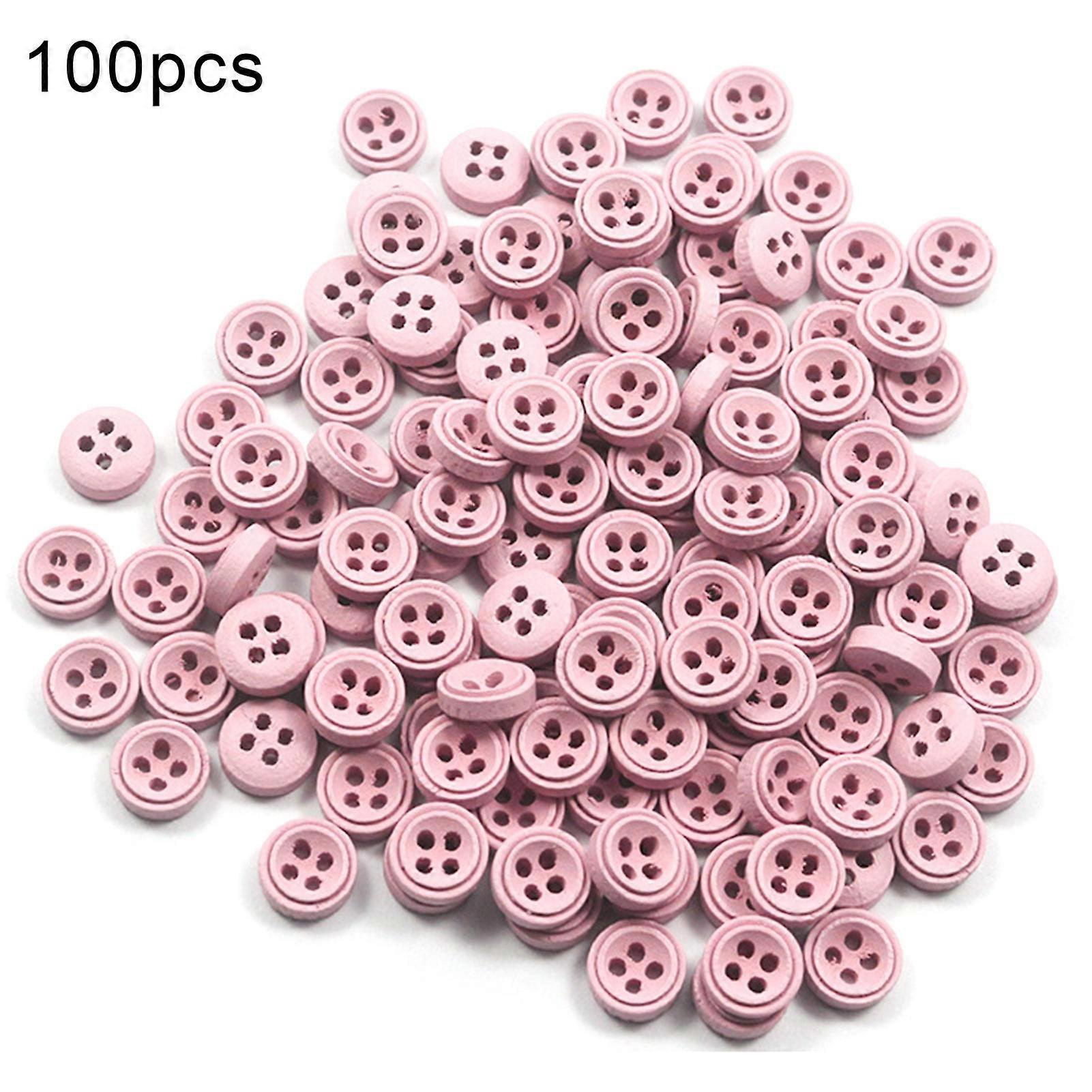 100Pcs Wooden Decorative Buttons Solid Color Sewing Clothing Scrapbook DIY Craft