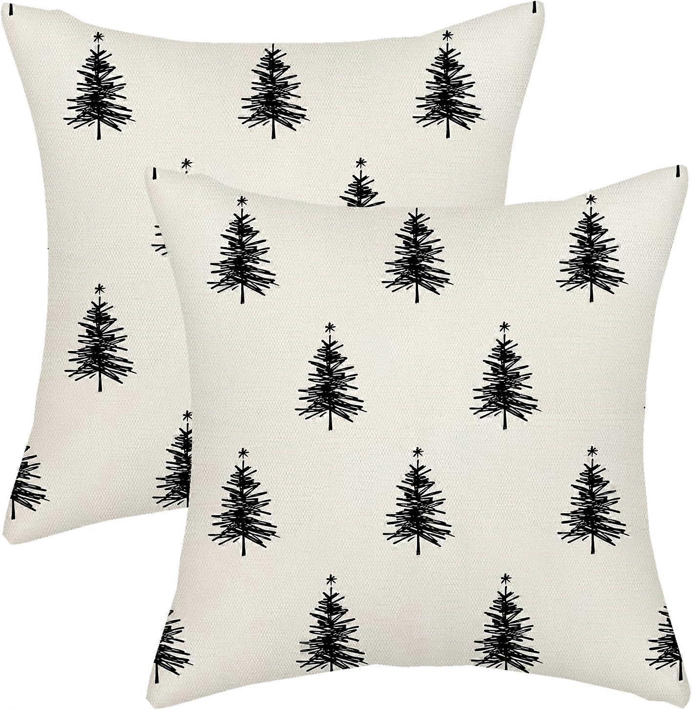 Vánoční obaly na polštáře 16x16 Vánoční stromek Bílá Černá Dekorace Polštáře Obal na gauč Zimní Vánoce Vnitřní venkovní Dekorativní polštářové obaly pro So