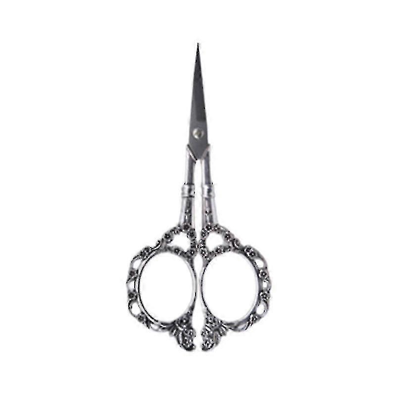 1pc Retro Nail Scissors Stainless Steel Decorative Pattern Delicate Sticker Scissors Nail Tool(silver)