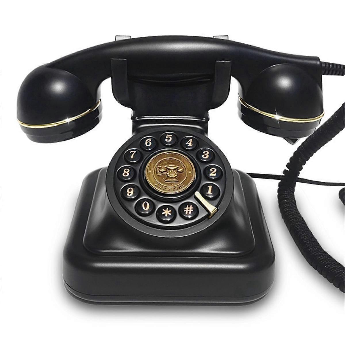 Retro Style Wired Dial Telephone Plug-in Home Fixed Landline Antique European Office Telephone Fash